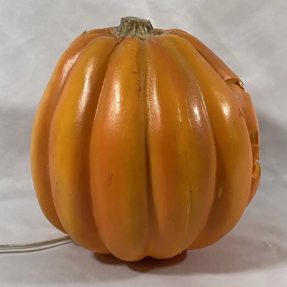 Vintage Trendmasters Blow Mold Light Pumpkin 9” 1995 Jack O Lantern Halloween